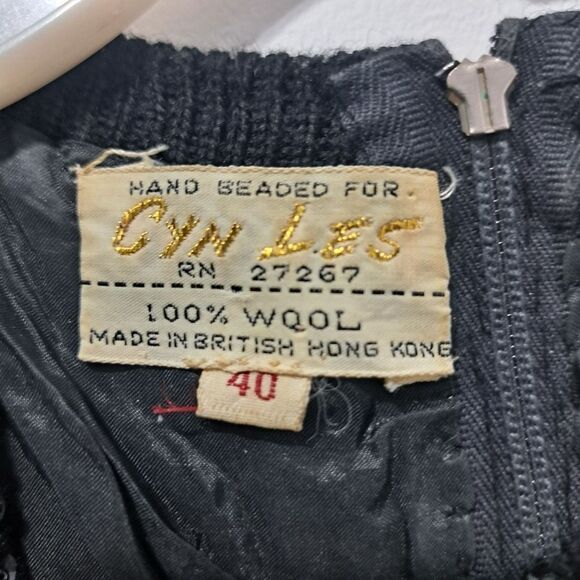 Vintage Cyn Les Wool Hand Beaded Sequin Sleeveless Top Size 40 Black - Picture 7 of 17